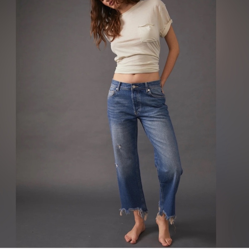 Free People We the Free Maggie Mid-rise Cropped Raw Hem Jeans